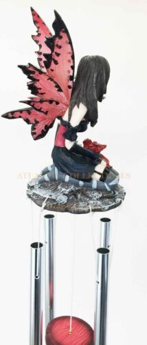 Ebros Gift Red Tribal Fairy W/ Dragon Hatchlings Resonant Relaxing Wind Chime Garden Patio