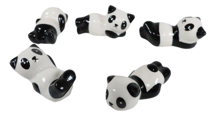 Ebros Gift Relaxing Exotic Giant Panda Bears Set Of 5 Chopsticks And Flatware Holder Rests