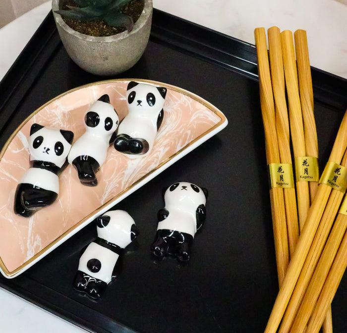 ebros gift Relaxing Exotic Giant Panda Bears Set of 5 Chopsticks And Flatware Holder Rests