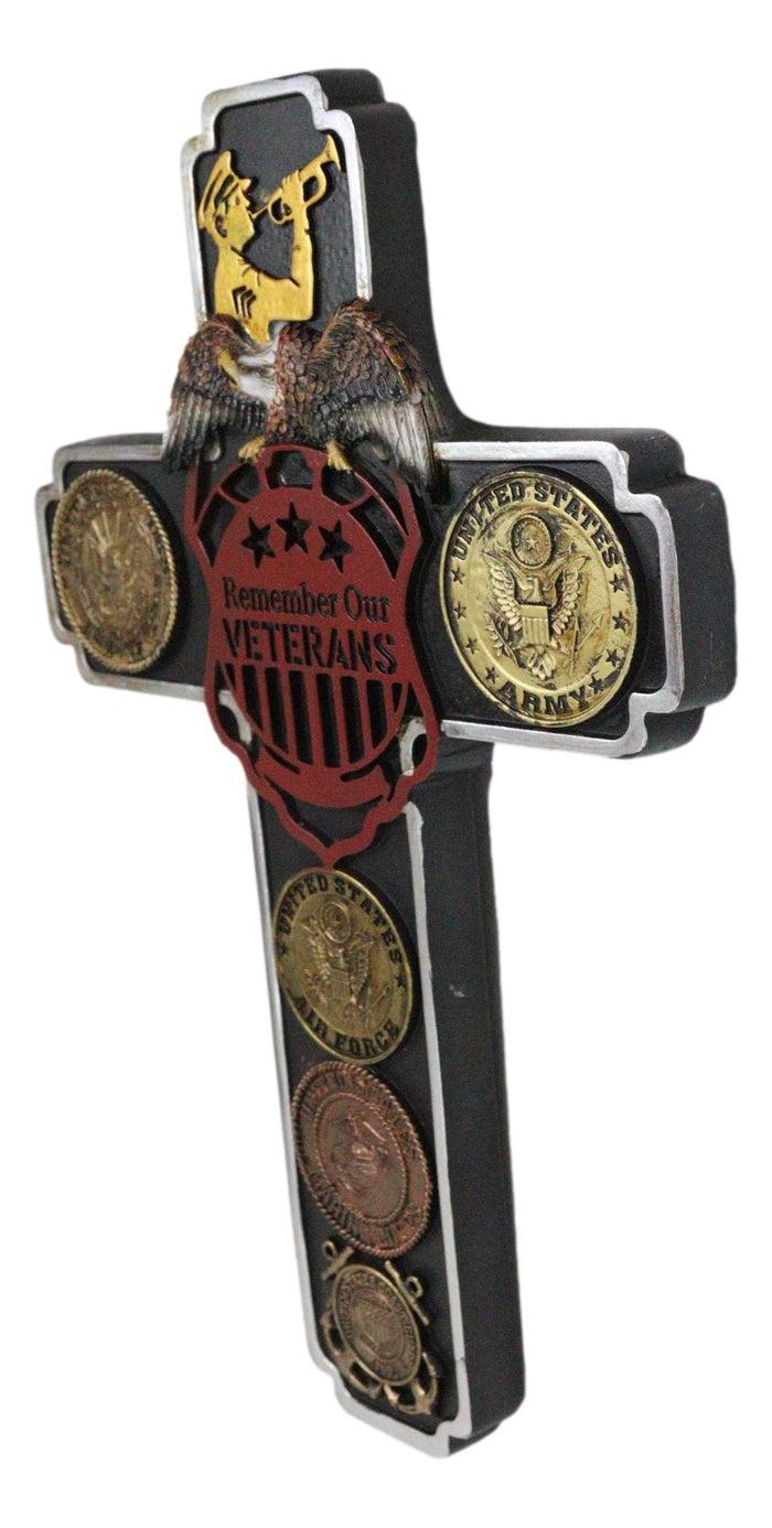 Ebros Gift Remember Our Veterans Eagle USA Navy Army Air Force Military Medals Wall Cross