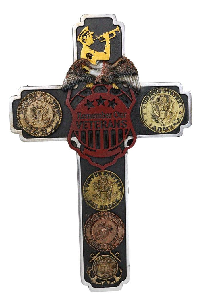 ebros gift Remember Our Veterans Eagle USA Navy Army Air Force Military Medals Wall Cross