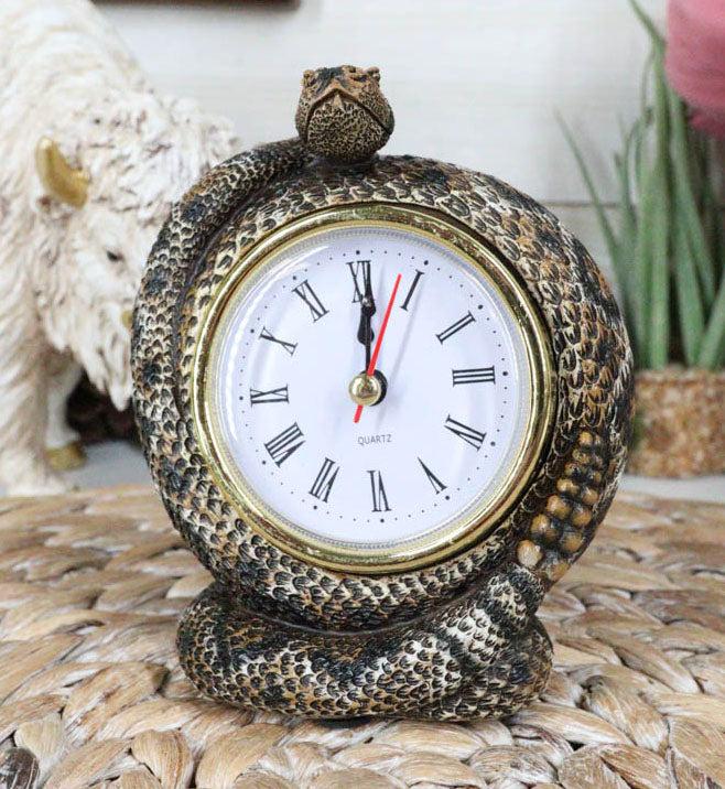 ebros gift Reptile Coiled Diamondback Rattlesnake Serpent Desktop Table Clock Figurine