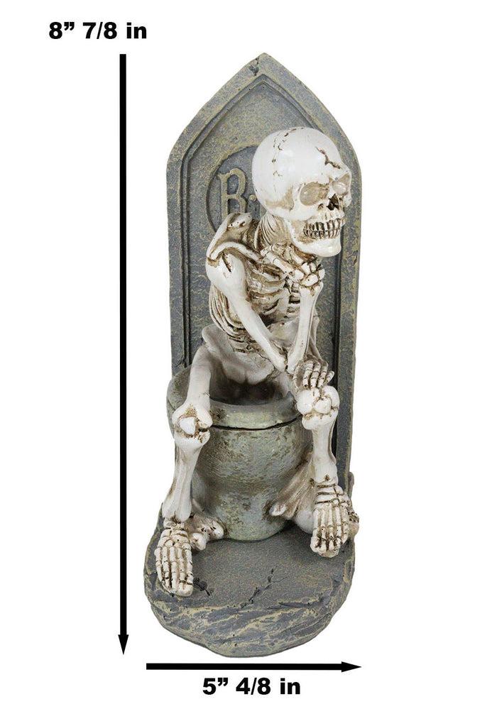 Ebros Gift Rest In Peace Constipated Thinker Skeleton Sitting On Graveyard Toilet Statue