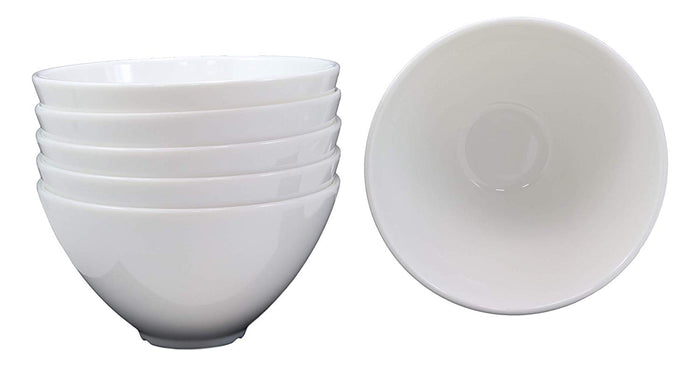Ebros Gift Restaurant Supply Contemporary Round White Jade Melamine Soup Salad Bowls Set 6