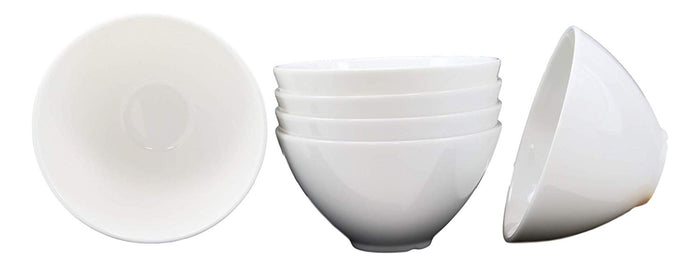 Ebros Gift Restaurant Supply Contemporary Round White Jade Melamine Soup Salad Bowls Set 6