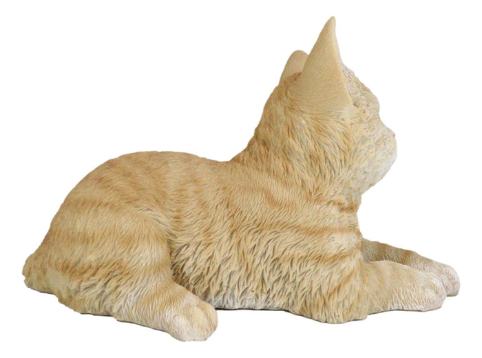 Ebros Gift Resting Feline Orange Tabby Cat Kitten Figurine With Realistic Glass Eyes Decor