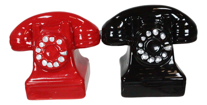 Ebros Gift Retro Vintage Rotary Telephones Magnetic Ceramic Salt And Pepper Shakers Set