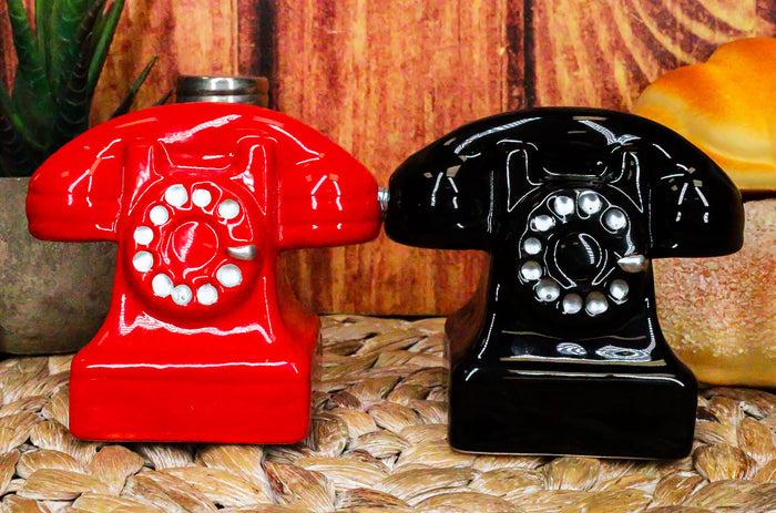 ebros gift Retro Vintage Rotary Telephones Magnetic Ceramic Salt And Pepper Shakers Set