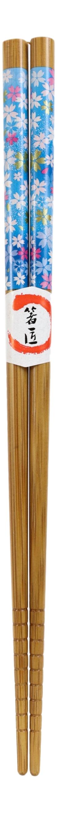 Ebros Gift Reusable Bamboo Colorful Cherry Blossoms Set Of 5 Ridged Ends Chopsticks Pairs