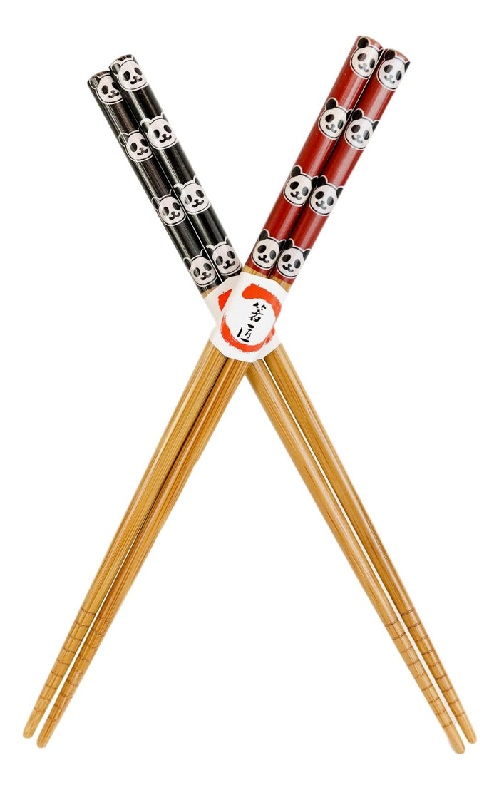 Ebros Gift Reusable Bamboo Colorful Giant Panda Bears Set Of 5 Ridged Ends Chopsticks Pairs