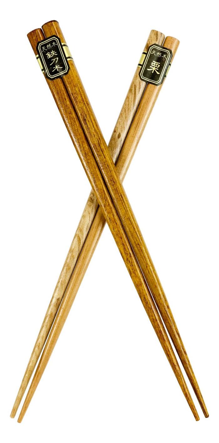 Ebros Gift Reusable Bamboo Multi Tone Wooden Grain Colors Set Of 5 Chopsticks Pairs In Box