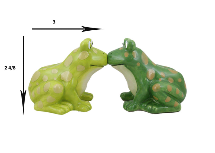 Ebros Gift Ribbit Love Green Tree Frogs Toads Kissing Ceramic Salt And Pepper Shakers Set