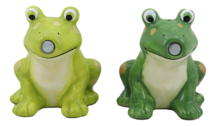 Ebros Gift Ribbit Love Green Tree Frogs Toads Kissing Ceramic Salt And Pepper Shakers Set