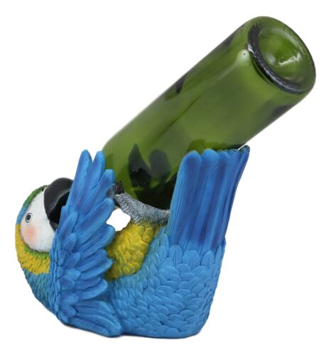 Ebros Gift Rio Rainforest Jungle Blue Scarlet Macaw Parrot Wine Bottle Holder Figurine