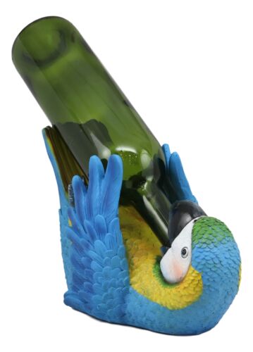 Ebros Gift Rio Rainforest Jungle Blue Scarlet Macaw Parrot Wine Bottle Holder Figurine
