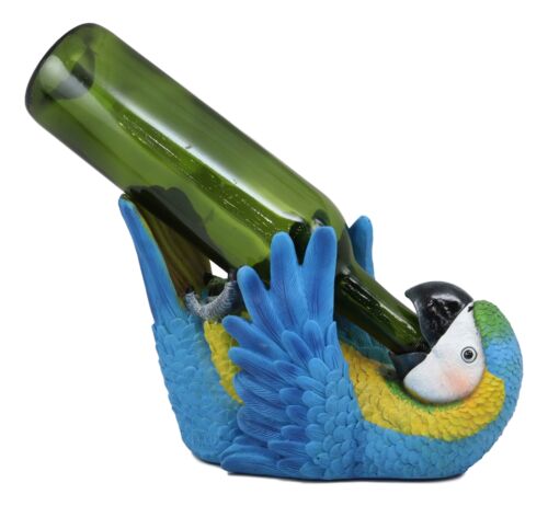 ebros gift Rio Rainforest Jungle Blue Scarlet Macaw Parrot Wine Bottle Holder Figurine