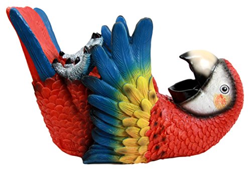 Ebros Gift Rio Rainforest Jungle Red Scarlet Macaw Parrot Wine Bottle Holder Caddy Figurine