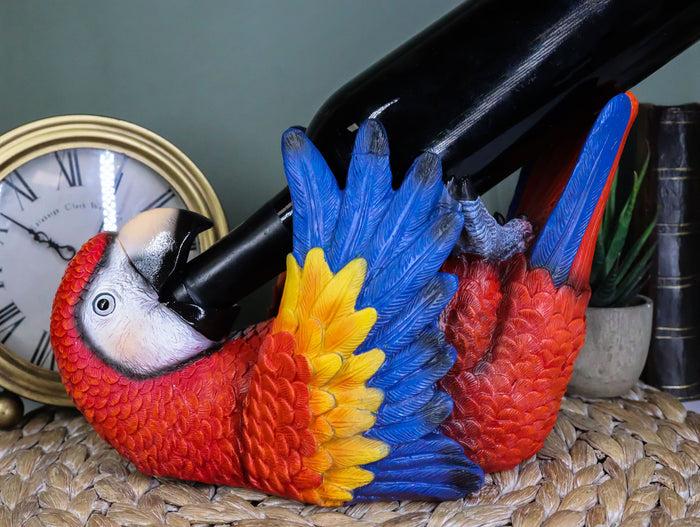 ebros gift Rio Rainforest Jungle Red Scarlet Macaw Parrot Wine Bottle Holder Caddy Figurine