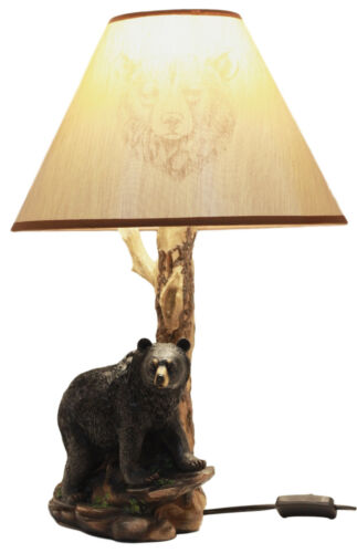 Ebros Gift Roaming Forest North American Black Bear Desktop Table Lamp Decor Figurine 20"H