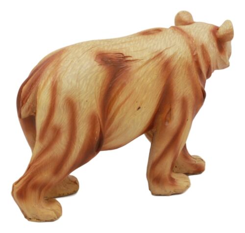 Ebros Gift Roaming Woodland Grizzly Bear Figurine 6"L Faux Wood Resin North American Bear