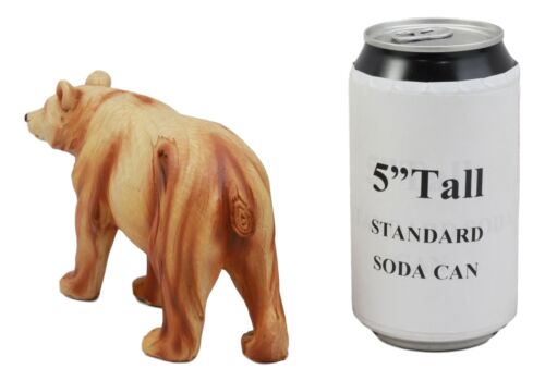 Ebros Gift Roaming Woodland Grizzly Bear Figurine 6"L Faux Wood Resin North American Bear