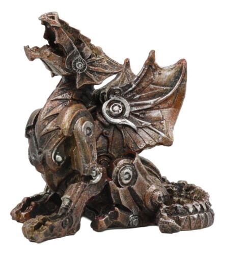 Ebros Gift Roaring Cyborg Steampunk Dragon Figurine 3.25"H Victorian Sci Fi Fantasy Decor