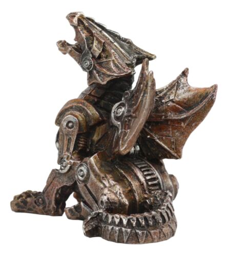 Ebros Gift Roaring Cyborg Steampunk Dragon Figurine 3.25"H Victorian Sci Fi Fantasy Decor
