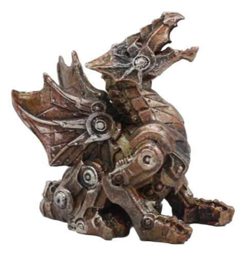 Ebros Gift Roaring Cyborg Steampunk Dragon Figurine 3.25"H Victorian Sci Fi Fantasy Decor