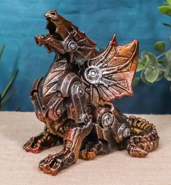 ebros gift Roaring Cyborg Steampunk Dragon Figurine 3.25"H Victorian Sci Fi Fantasy Decor