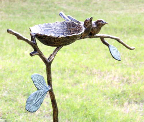 Ebros Gift Romantic Lovebirds By Nest On Branch Twigs Aluminum Garden Stake Bird Feeder