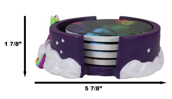 Ebros Gift Romantic Purple Night Sky Sacred Rainbow Unicorn Stargazer Ceramic Coaster Set