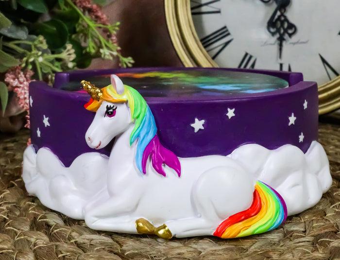 ebros gift Romantic Purple Night Sky Sacred Rainbow Unicorn Stargazer Ceramic Coaster Set