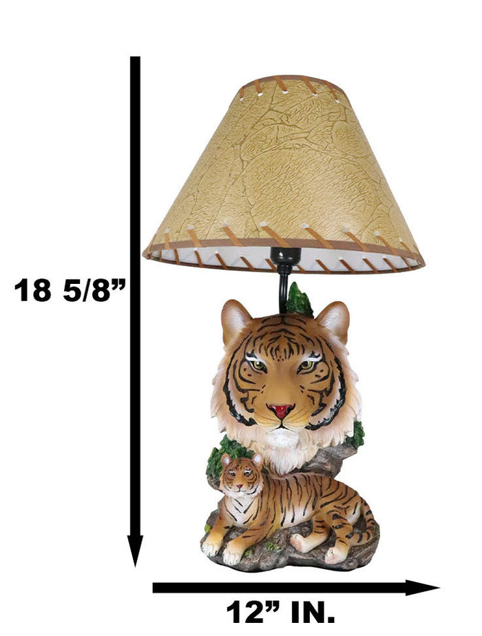 Ebros Gift Royal Bengal Tiger Jungle Predator Desktop Table Lamp Statue Decor With Shade