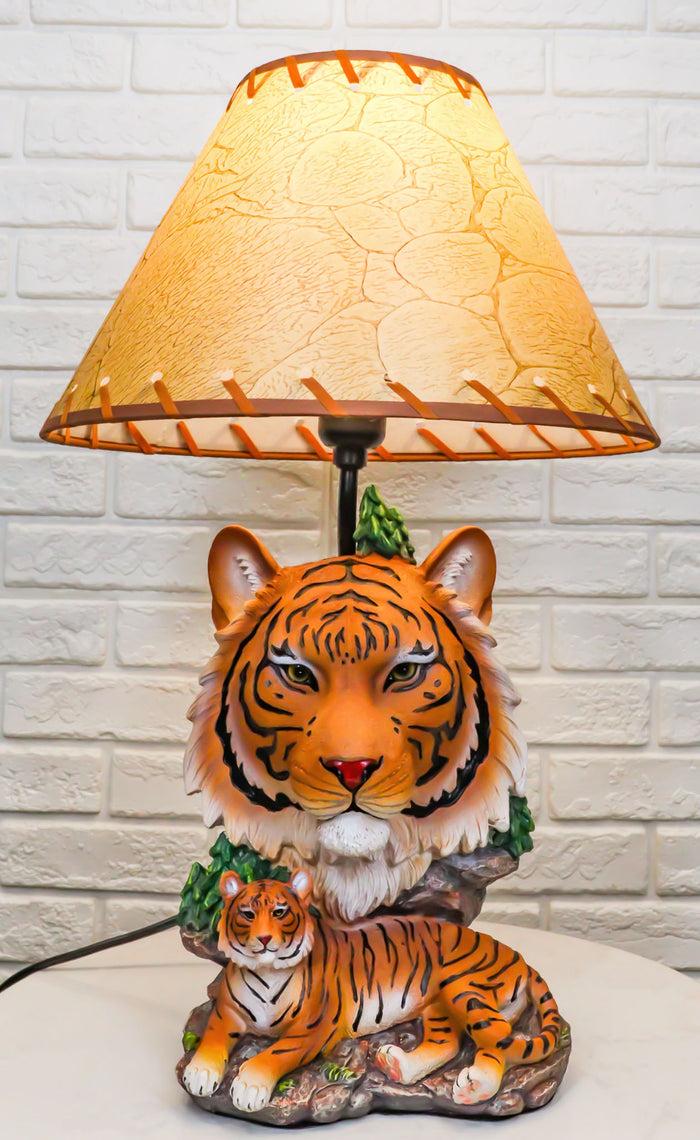 ebros gift Royal Bengal Tiger Jungle Predator Desktop Table Lamp Statue Decor With Shade