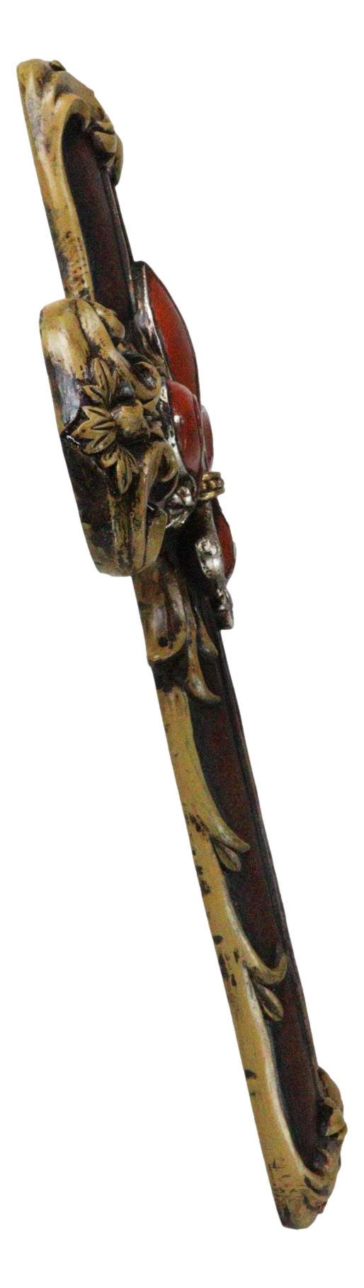 Ebros Gift Royal Florentian Rococo Fleur De Lis Classic Faux Wooden Rustic Wall Cross