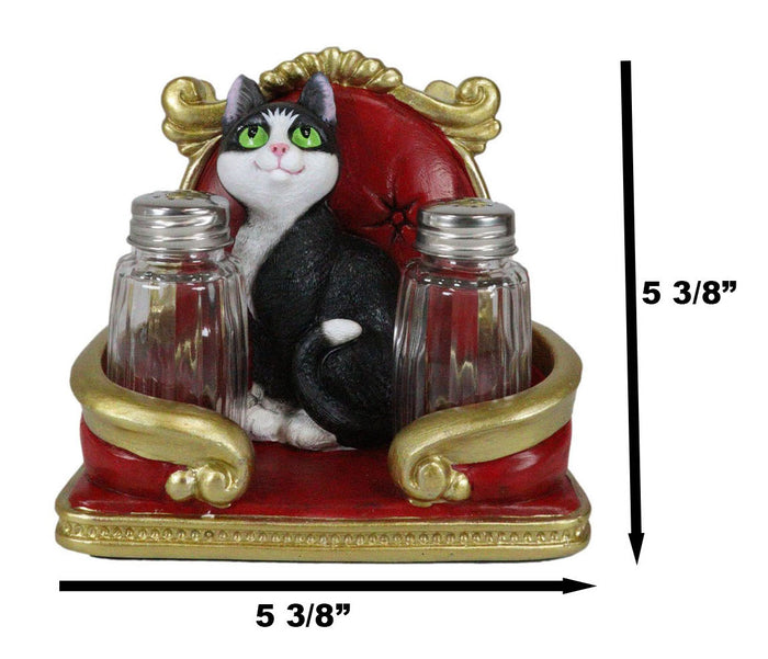 Ebros Gift Royal Service Black And White Tuxedo Cat Napkin And Salt Pepper Shakers Holder