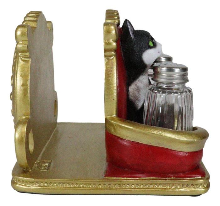Ebros Gift Royal Service Black And White Tuxedo Cat Napkin And Salt Pepper Shakers Holder