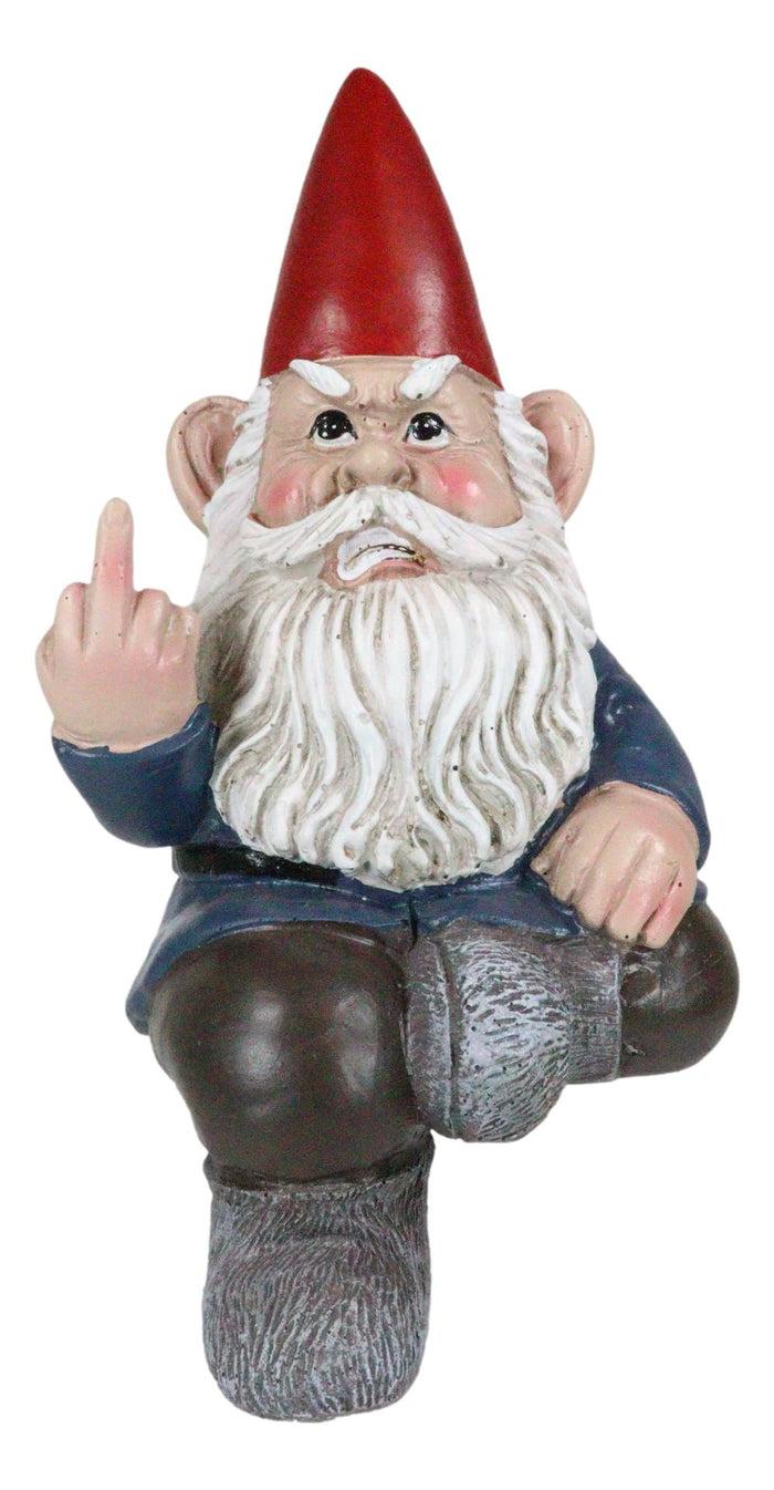 Ebros Gift Rude Old Mr Gnome Dwarf Flipping The Bird Ledge Shelf Mantle Sitter Figurine