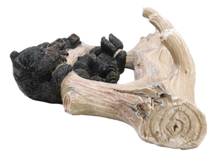 Ebros Gift Rustic 3 Naughty Black Bears Dangling On Tree Branch 3 Pegs Triple Wall Hook