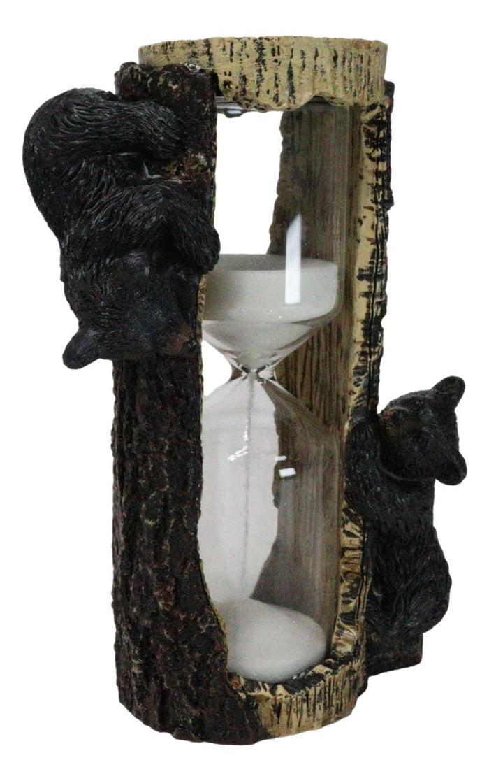 Ebros Gift Rustic Adorable Forest Black Bear Cubs Climbing On Tree Sand Timer Figurine