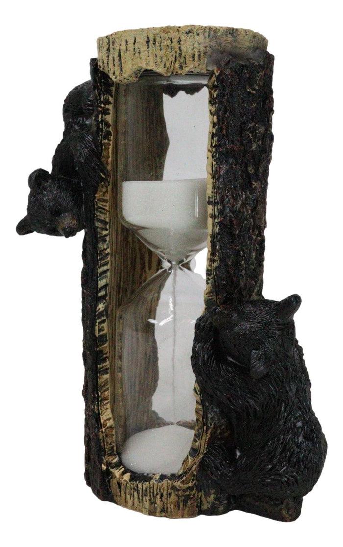 Ebros Gift Rustic Adorable Forest Black Bear Cubs Climbing On Tree Sand Timer Figurine