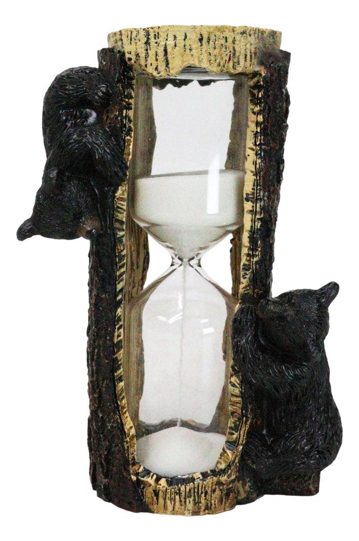 ebros gift Rustic Adorable Forest Black Bear Cubs Climbing On Tree Sand Timer Figurine