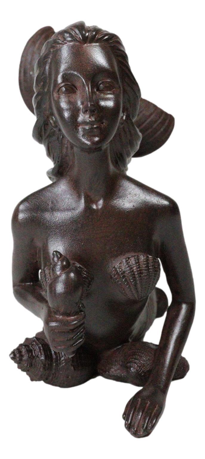 Ebros Gift Rustic Aged Bronze Finish Marine Siren Mermaid Body & Tail Bookends Figurine Set
