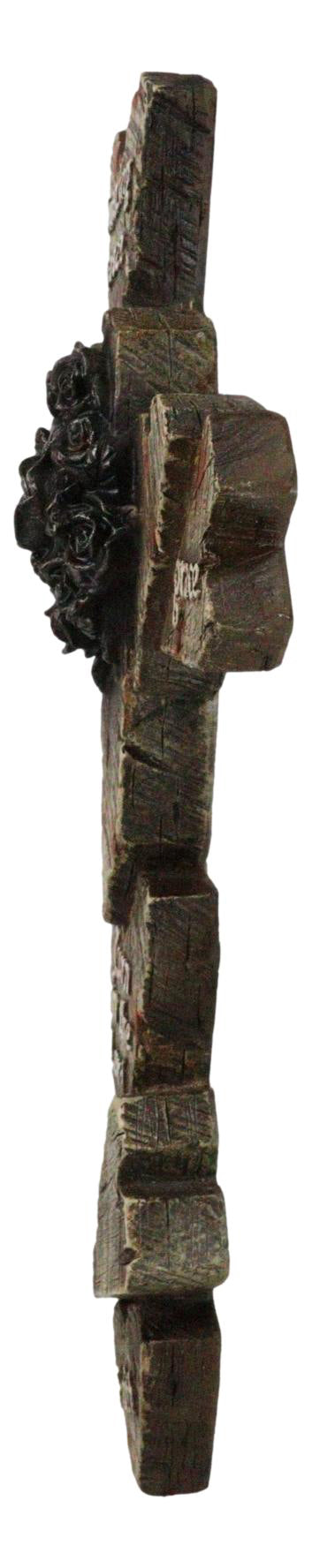 Ebros Gift Rustic Amazing Grace Strength Faith Blooming Roses Faux Wood Hearts Wall Cross