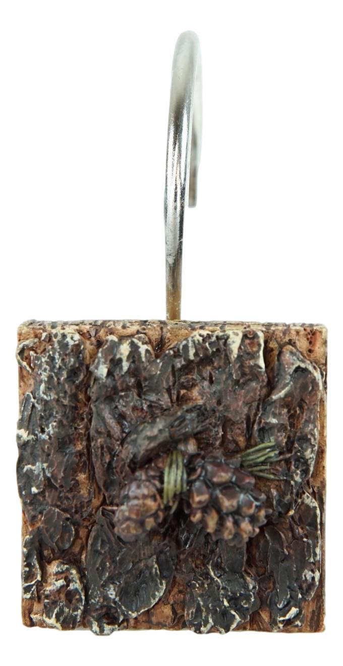 Ebros Gift Rustic Autumn Pinecones In Faux Wood Finish Bathroom Shower Curtain Hooks 12pk