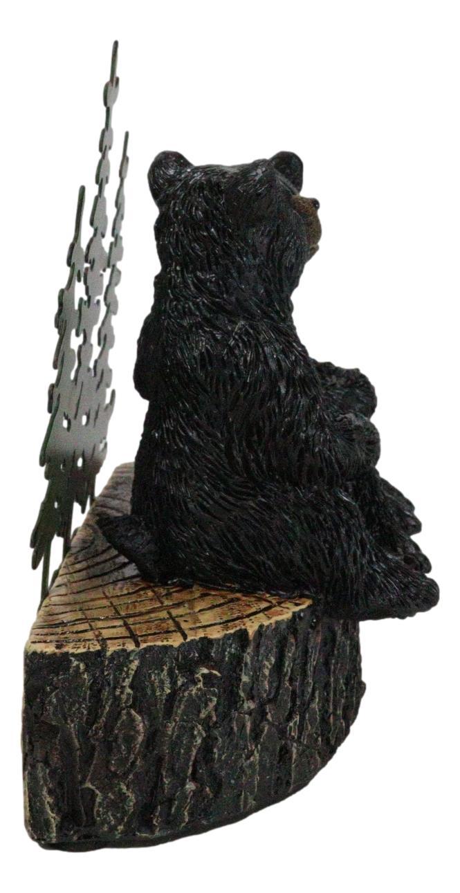 Ebros Gift Rustic Black Bear Couple Kissing On Love Tree Ring With Pine Trees Figurine