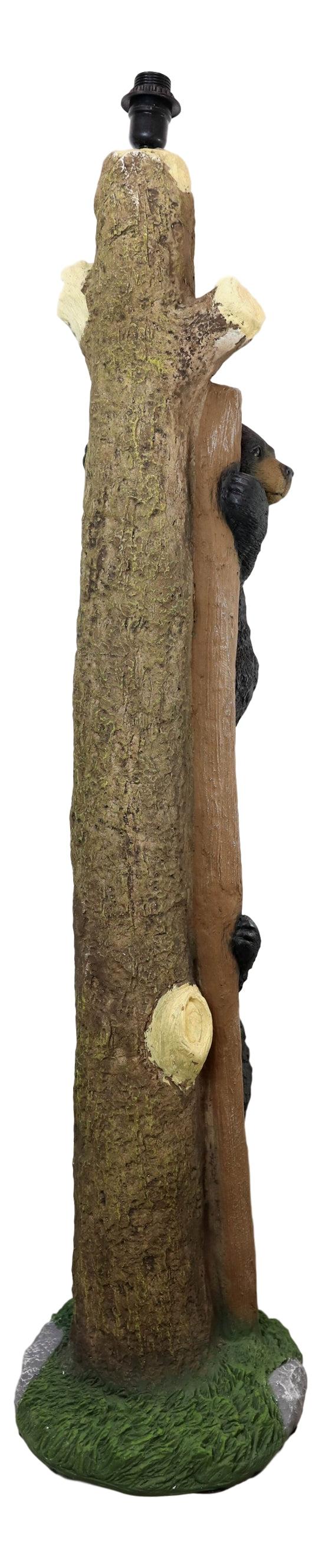 Ebros Gift Rustic Black Bear Cubs Climbing Up Tree Ladder Standing Floor Lamp Statue 60"H