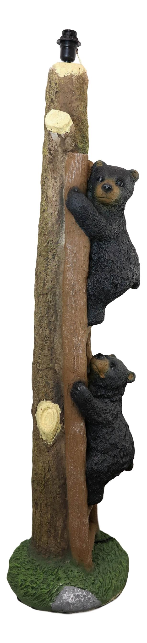 Ebros Gift Rustic Black Bear Cubs Climbing Up Tree Ladder Standing Floor Lamp Statue 60"H