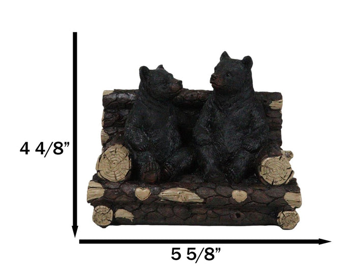 Ebros Gift Rustic Black Bears Father And Son Family Sitting On Tree Logs Couch Figurine