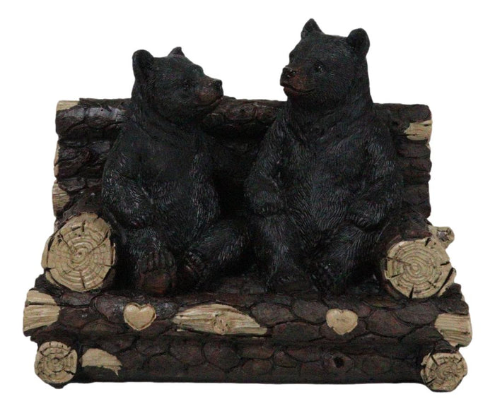 ebros gift Rustic Black Bears Father And Son Family Sitting On Tree Logs Couch Figurine